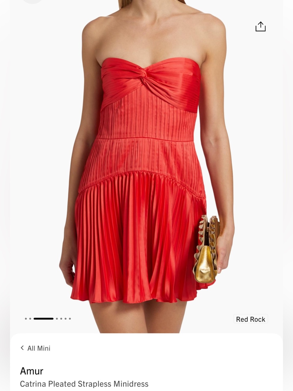 AMUR Red Catrina Pleated Strapless Minidress
